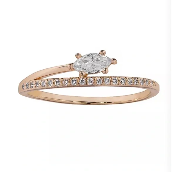 LC Lauren Conrad Gold Tone Cubic Zirconia Pave Marquis Wrap-Around Ring